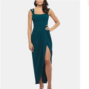 Women’s Formal Dress Size 14 XSCAPE Green Classic Square Neck Evening Gown NEW